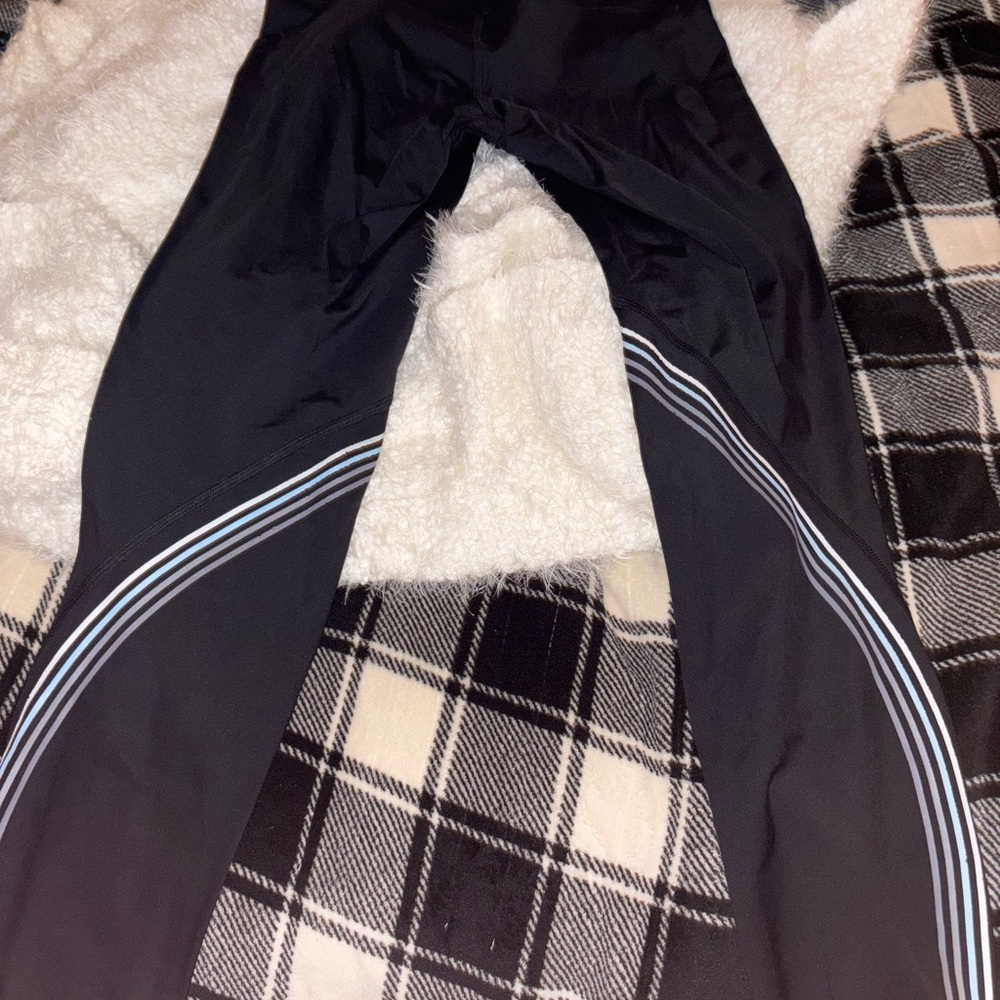 Black Athletic Pants with White Stripes